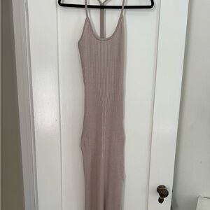 Wayf 98 Racerback Beige Knit Dress